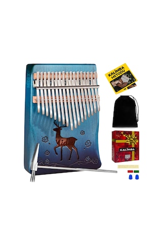 Midex KLX-510 Hakiki Ağaç Geyik Desenli Kalimba 17 Tuşlu