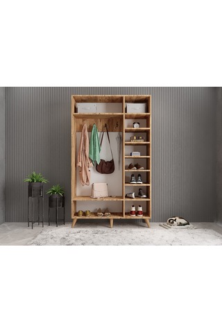 Açelya Portmanto Vestiyer Çam Beyaz - M4 120cm Montaj Dahil