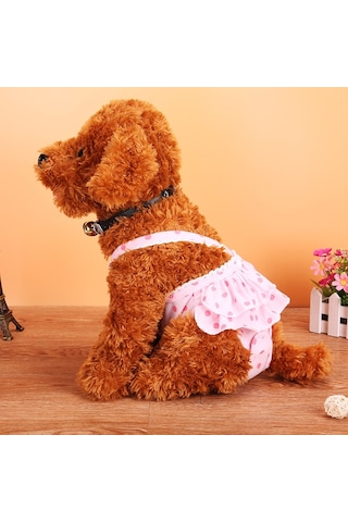 Pet Köpek Polka Dot Etek Ve Önlük Fizyolojik Pantolon Için Adet Fizyolojik Pantolon, Boyut: L Pembe