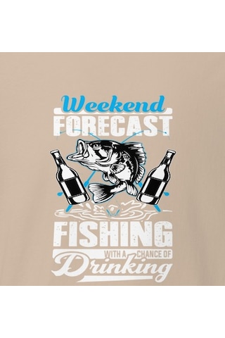 Wildstyle Fresh Fishing Renkli Balık Balıkçılık Deniz Baskılı Unisex Bisiklet Yaka Pamuklu Tişört - Camel