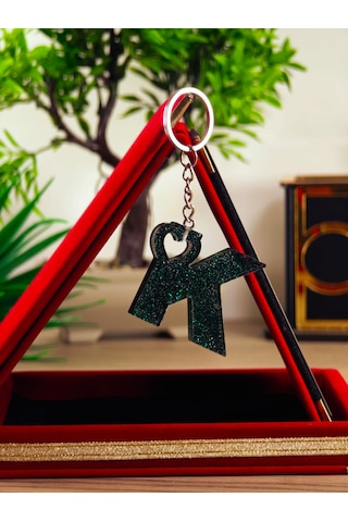 Harfli Anahtarlık Epoksi Kişiye Özel Yapım El Yapımı Harf Anahtarlık Kalp Model Özel Tasarım Hediyelik Ürün Kalp Desenli Simli Anahtarlık Bronz