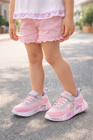 Mini Bonito Kız Çocuk Cırtcırtlı Spor Ayakkabı Kalp Detaylı Pembe