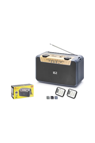 Fepe Fp397s Bluetooth Fm Radyo Usb Tf Aux Solar Şarjlı Çift Led Aydınlatmalı Taşınabilir Kamp Hoparlör