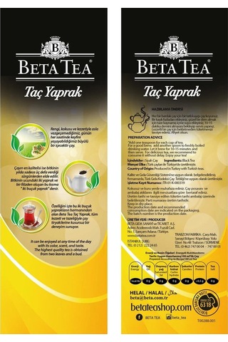 Beta Taç Yaprak Türk Çayı 1000 Gr X 4 Adet