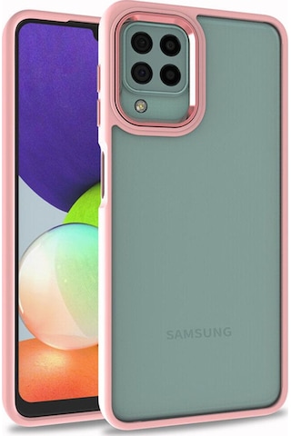 Samsung Uyumlu Galaxy M22 Kılıf Zore Flora Kapak Rose Gold