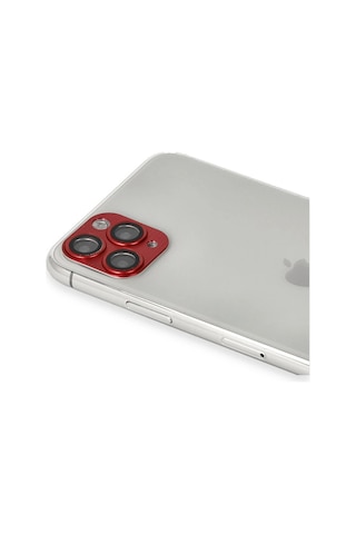 Newface Apple iPhone Uyumlu 11 Pro Max Pers Alüminyum Kamera Lens Semeglbl - 36 - Kırmızı