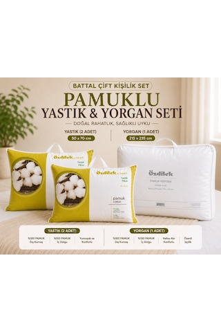 Özdilek Doğal 1 Adet Pamuk Yorgan + 2 Adet Pamuk Yastık Beyaz