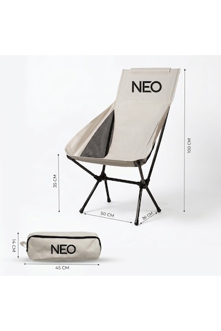 Neo Class Neo Trail Premium Katlanır Kamp Sandalyesi Kolay Kurulum, 120kg Taşıma Kapasiteli, Taşıma Çantalı Krem