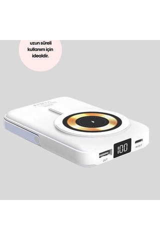 Manyetik Kablosuz Şarjlı Powerbank Lcd Ekranlı Type-c Ve Usb Destekli Renkli