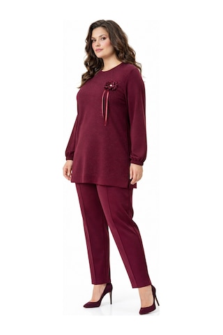 Baglan Kadın Simli Tunik Pantolon Takım Bgl-st05428 Bordo