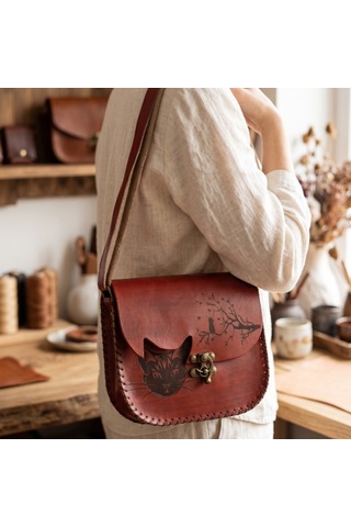 Morgen Craft Woda Deri Çanta - Kol Çantası - Kadın - 31x39.5x3.5 Kırmızı