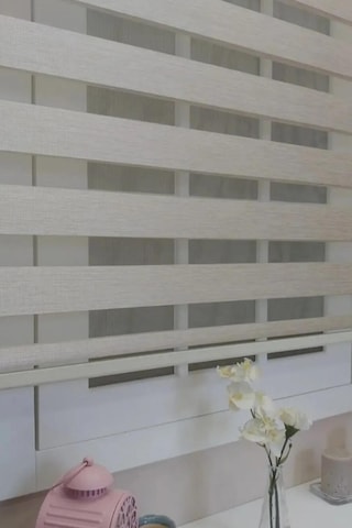 Krem Bambu Kumaş Zebra Stor Perde Etek Dilimsiz 1. Kalite Krem