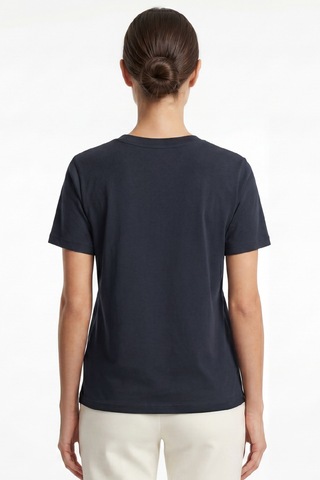 Goffra Kadın Vision V Yaka Premium Kalite Yoğun Dokulu Pamuklu T-shirt Lacivert W102-r0220-08