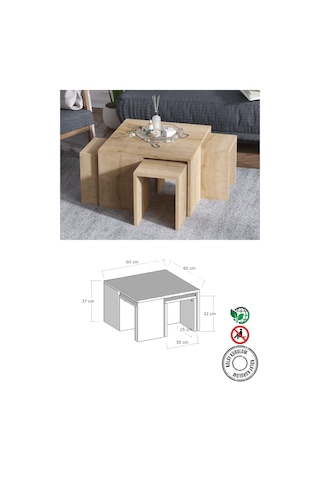 Decormet Ortanca Sehpa Safir Meşe Safir Meşe