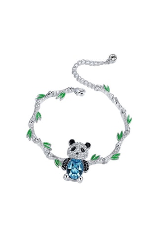 Monemel Kristal Taşlı Panda Bileklik Altın Kaplama B0132 Gümüş - Rodyum