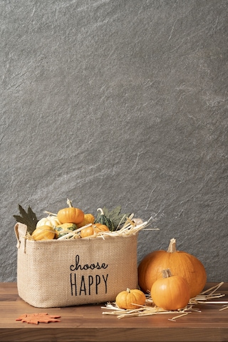 Ocean Home Textile Choose Happy Jüt Sepet 30 x 21 x 18 cm