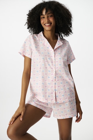 Penti Kırık Beyaz Travel Flowers Pamuklu Gömlek Şortlu Pijama Takımı