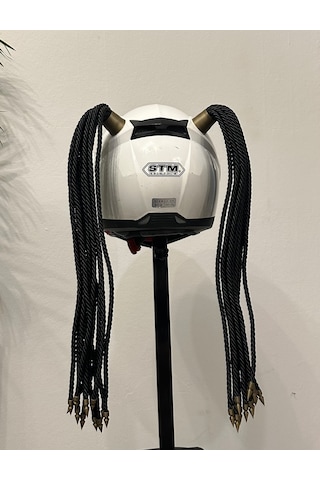 Motor & Motosiklet Siyah Çift Örgülü Saç Kask Dış Aksesuar Diğer