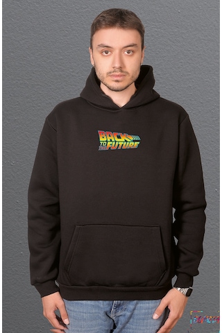 Bumeta Back To The Future Film Geleceğe Dönüş Sweatshirt Unisex Kapüşonlu Hoodie Siyah