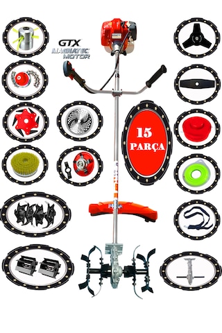 Eisenn German Grünpro-15 F400 Yan Tip Tırpan + Akrobat Çapalama + Toprak Eşeleme 15 Parça Tam Set