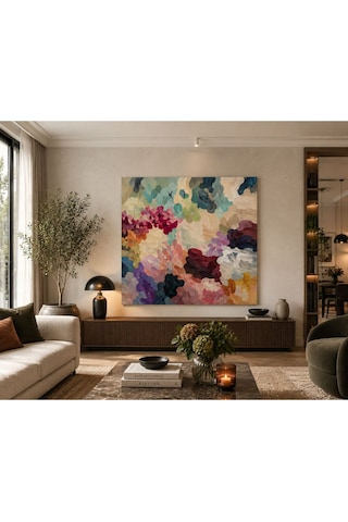 Modern Soyut Renk Harmoni Tablosu Çerçevesiz Premium Kanvas Duvar Dekoru Yatak Odası, Salon, Oturma Odası Ve Ofis İçin Şık Dekoratif Tablo