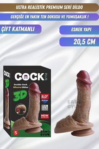 Zaga Oyun Premium Seri Ultra Realistik Gerçekçi Dildo Penis 20,5 Cm