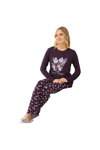 Aydoğan Kadın Mürdüm Viskon Uzun Kollu Pijama Takımı 240633 Resimdeki Renk