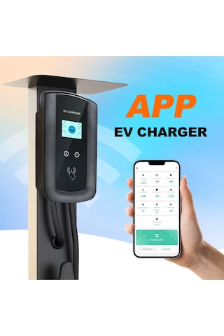 Ev Charger Mode 3 Duvar Tipi 3 Fazlı 32a 22 Kw Elektrikli Araç Şarj İstasyonu 5 Metre Kablo