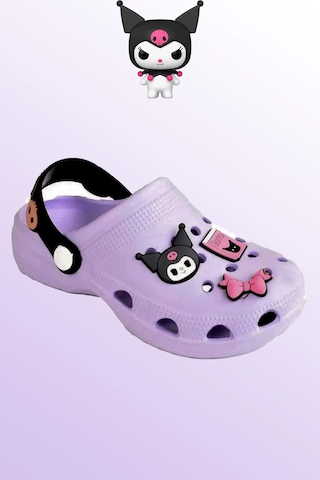 Kids World Kuromi Karakter Kız Çocuk Önü Kapalı Havuz Plaj Sokak Terliği Mor