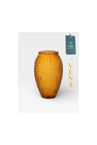 Chacha Home Luxury Vena İthal Cam Vazo 24 Cm Turuncu