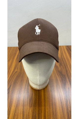 Hamze Polo Nakışlı Gabardin Kumaş Unisex Cap Şapka Kahverengi