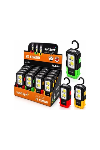 Softled K-7217 2in1 Mıknatıslı El Feneri 3xaaa Pilli 1w Led Ve 3w Cob Led- 12'li Paket