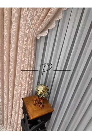 Fon Perde Tül Fon Somon Renk 90 270 1 Takım 2 Adet Sık Pileli 001