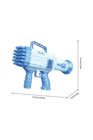 Pilli Roket Atar Köpük Tabancası 32 Delikli Bazooka Bubble Machine - Mavi Mavi