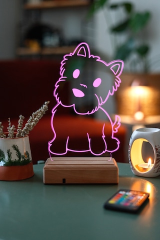 Kişiye Özel Şirin Köpek Masaüstü 3D Led Lamba