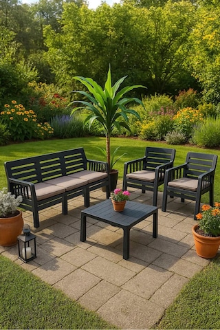 Silva Minderli 3+1+1+s Antrasit Bahçe&balkon&teras Oturma Grubu Antasit