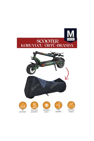 Siyah M Beden Elektrikli Scooter Brandası, Koruyucu Örtü- Su Geçirmez Siyah