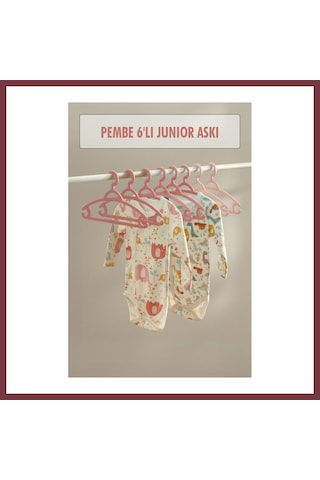 Storeşahin 6 Lı Bebek Askısı & Bebek Gardırop Askısı Pembe Set Shn0720