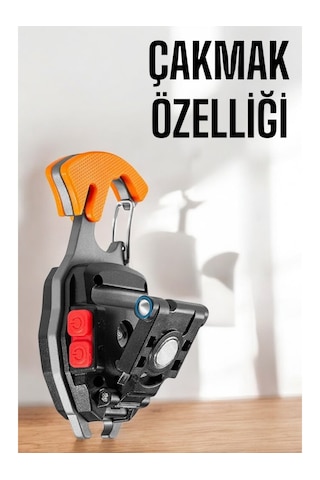 Yeni Nesil Kamp Feneri Çok Fonksiyonlu Fener Anahtarlık Usb Çakmaklı Cam Kırıcı Kemer Kesici Açacak Turuncu - Siyah