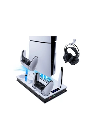 Ps5 Slim Pro Fonksiyonel Fanlı Şarj Standı Led Göstergeli Dijital Ve Cd Li Sürüm Uyumlu Yh60