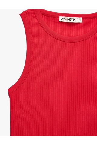 Koton Pamuklu Slim Fit Kaşkorse Bisiklet Yaka Kolsuz Atlet Kırmızı 6sal30261ık