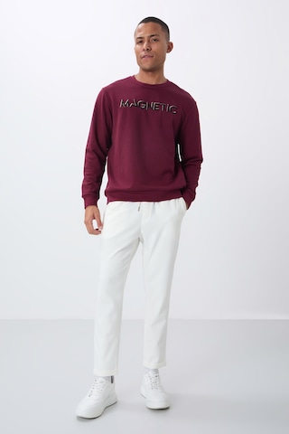 Tommy Life Erguvan Yazı Nakışlı O Yaka Rahat Form İçi Polarlı Erkek Sweatshirt - 88020 Mor