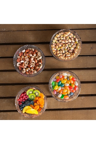 Porsima 4 Lü Kristal Cam Çerezlik Sunumluk Tek Kişilik Salata Kasesi 400 Ml