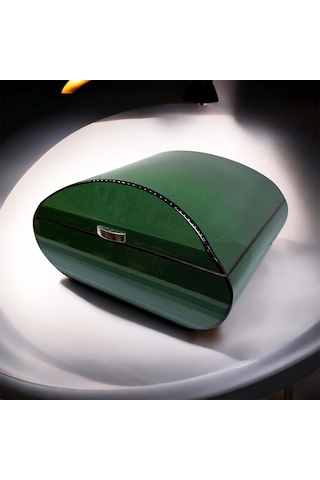 Lubinski İtaly Oval Humidor Puro Kutusu Lizard Yeşil 60's