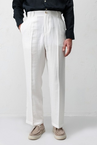 Antioch Lyocell Relaxed Fit Pileli Erkek Pantolon Ekru