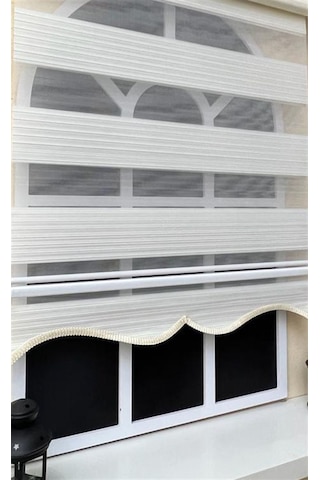 Storburada Ekru Pliseli Zebra Stor Perde Alüminyum Kasalı Alm-481 Ekru