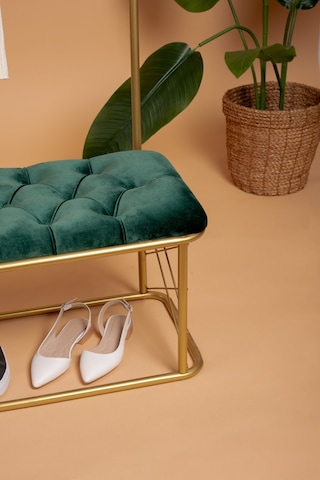Aynalı Askılık Portmanto Ayakkabılık Kapı Girişi Vestiyer Ayakkabılık Puf Bench Gold
