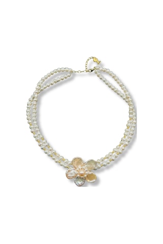 Doğal İnci Çiçek Choker Kolye