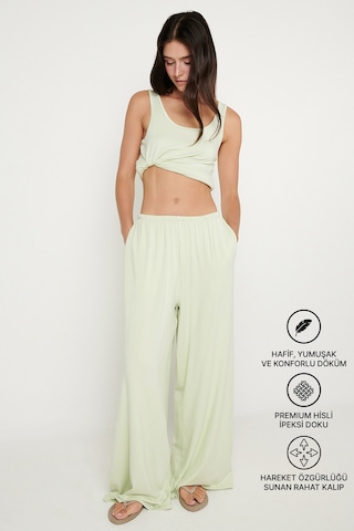 AC&Co / Altınyıldız Classics Kadın Mınt Yumuşak Dokulu Standart Fit Cepli Beli Lastikli Rahat Örme Pantolon Mint
