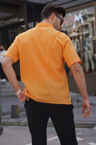 Madmext Hardal Basic Kısa Kollu Erkek Gömlek 5598 Hardal